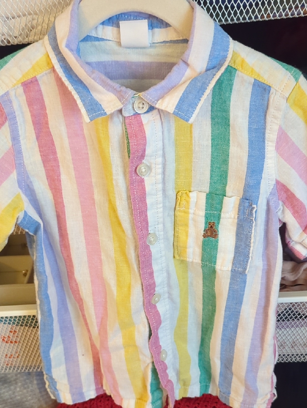 Kids Multicolor Linen And Cotton Striped Button Down Shirt